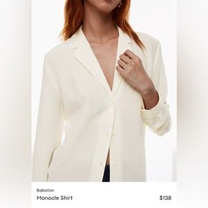 Aritzia Babaton Monocole Shirt | Long Sleeve Cream Button Blouse